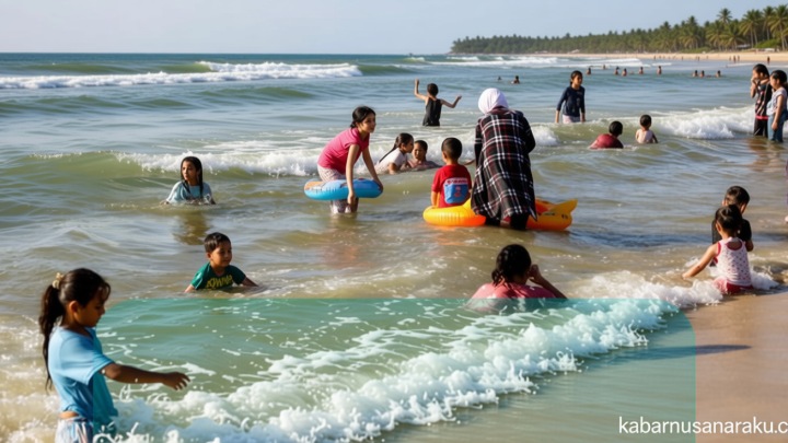 Historic Moment: Foto: Hindari Cuaca Panas, Warga Palestina Penuhi Pantai Kota Gaza
