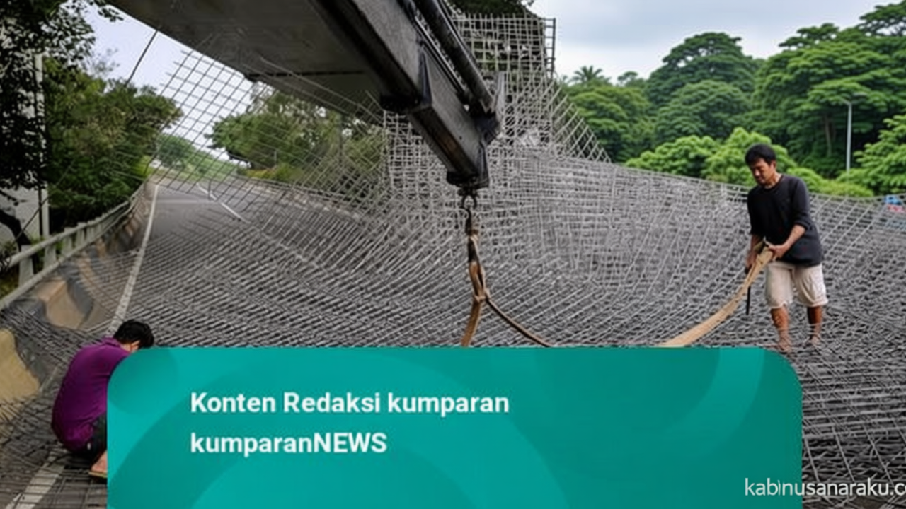 Foto: Proses Evakuasi Besi 30 Ton yang Jatuh di Jalan Layang Tomang – Jakbar