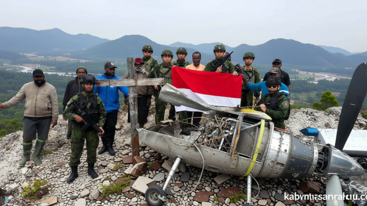 TNI Evakuasi Puing Pesawat AMA yang Dibakar OPM di Yahukimo