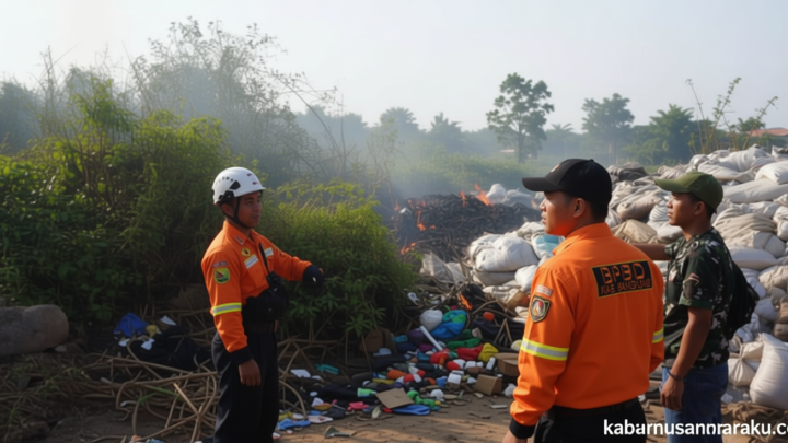 Kebakaran Melanda Semak dan Limbah Kain di Bandung, Asap Membubung Tinggi