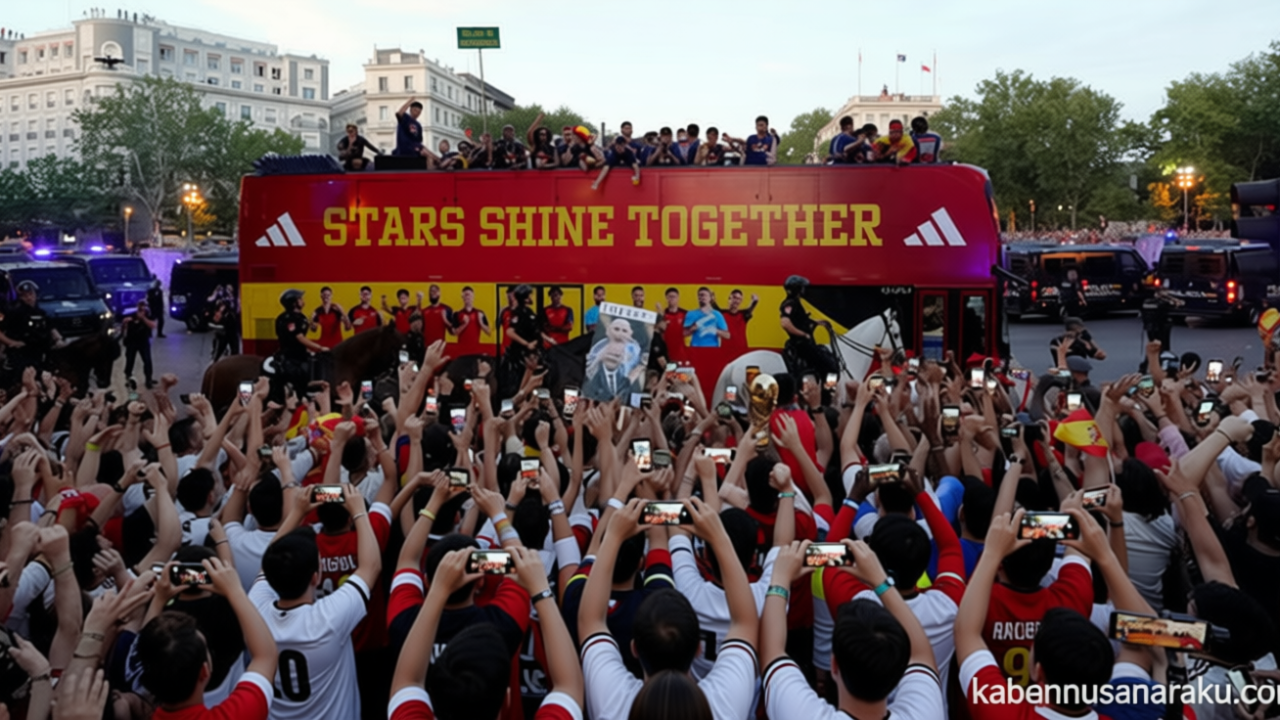 Timnas Spanyol Disambut dengan Pesta Meriah di Madrid
