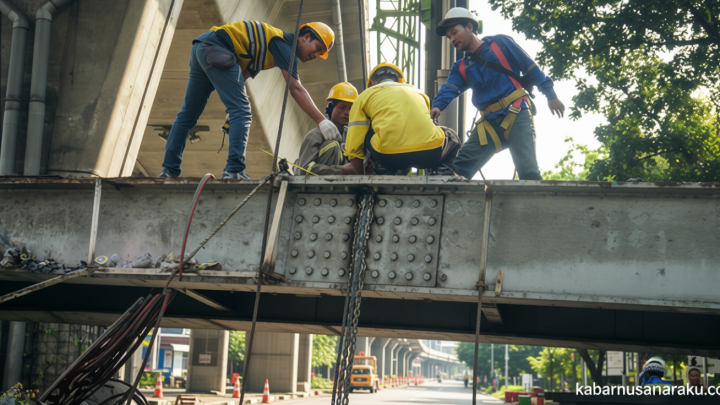 Main Agenda: Foto: Sisa JPO Tendean Dievakuasi Usai Tertabrak Truk Crane